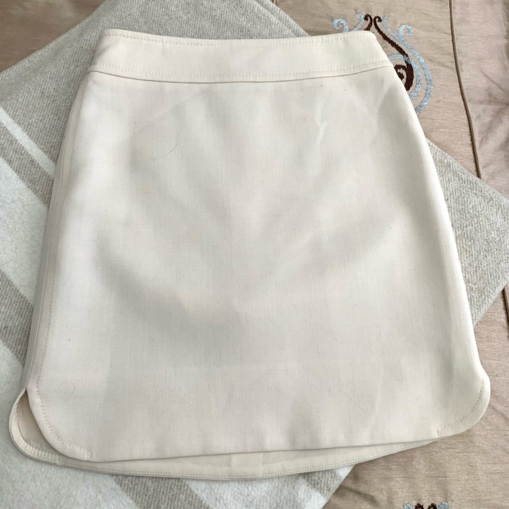 Ann Taylor Cream White Wool Blend Mini Skirt